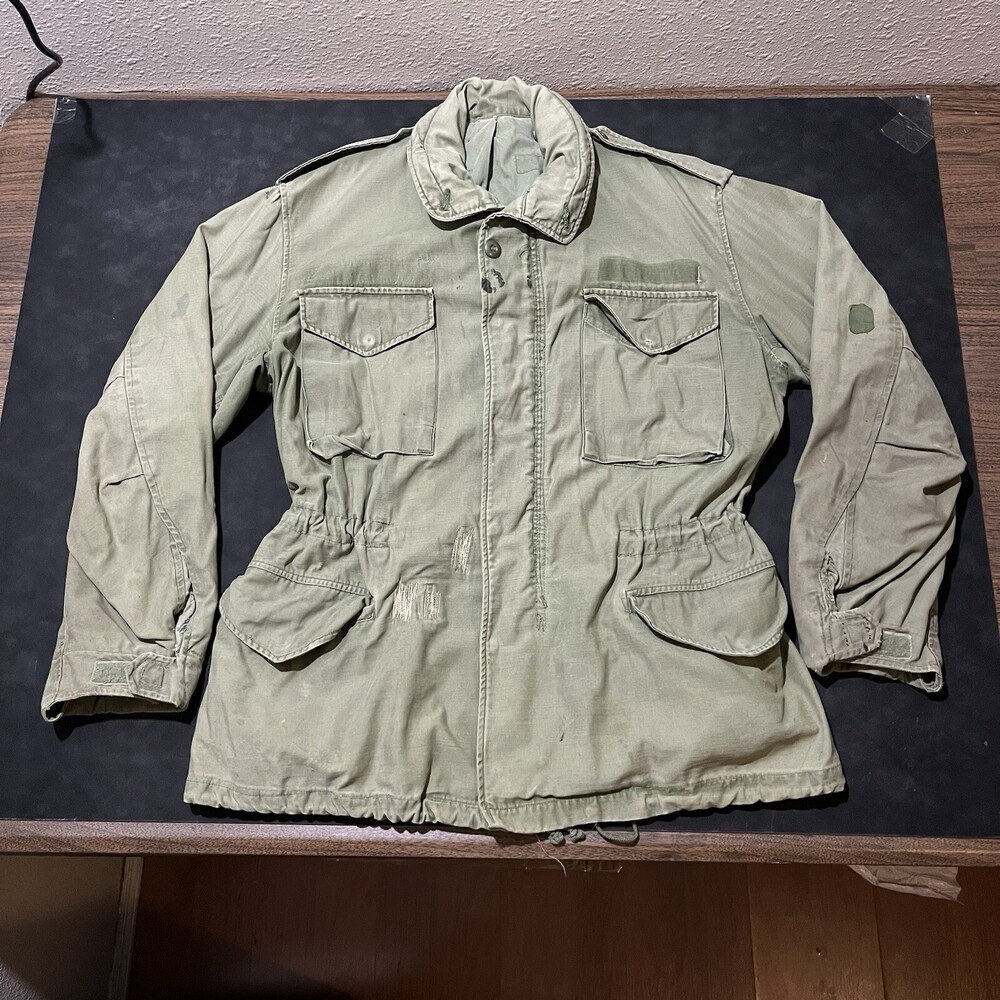 M-65 Jacket Vintage OG 107 Alpha Division Vietnam Field US ARMY Coat 1960s USA